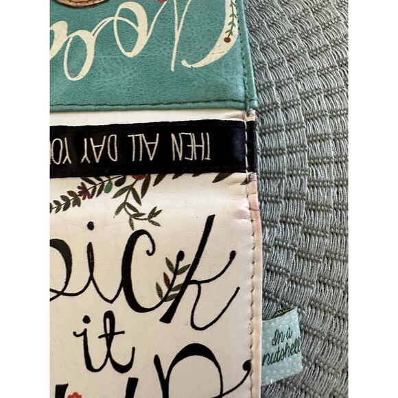 VGUC House of Disaster See a Penny Pick It Up Wallet Teal White Floral Polka Dot - Picture 10 of 10